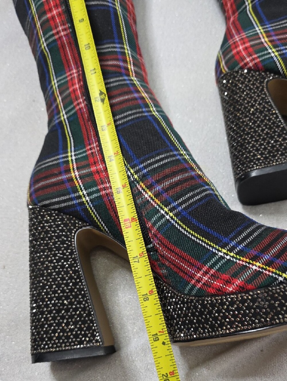 Betsey Johnson Valeria Red & Black Plaid Knee-high Fashion Boots Size 8.5M - Picture 13 of 15